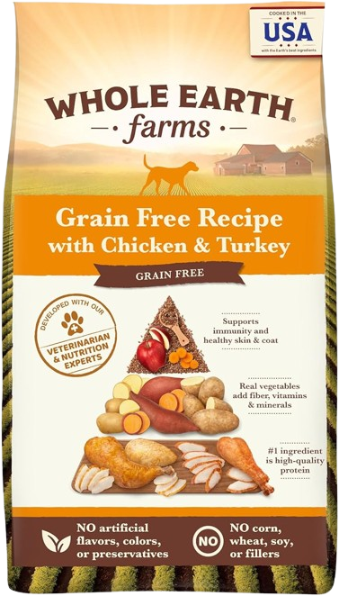 Whole Earth Farms Dog Food Grain-Free Chicken & Turkey Dry Food – 4 LB Bag